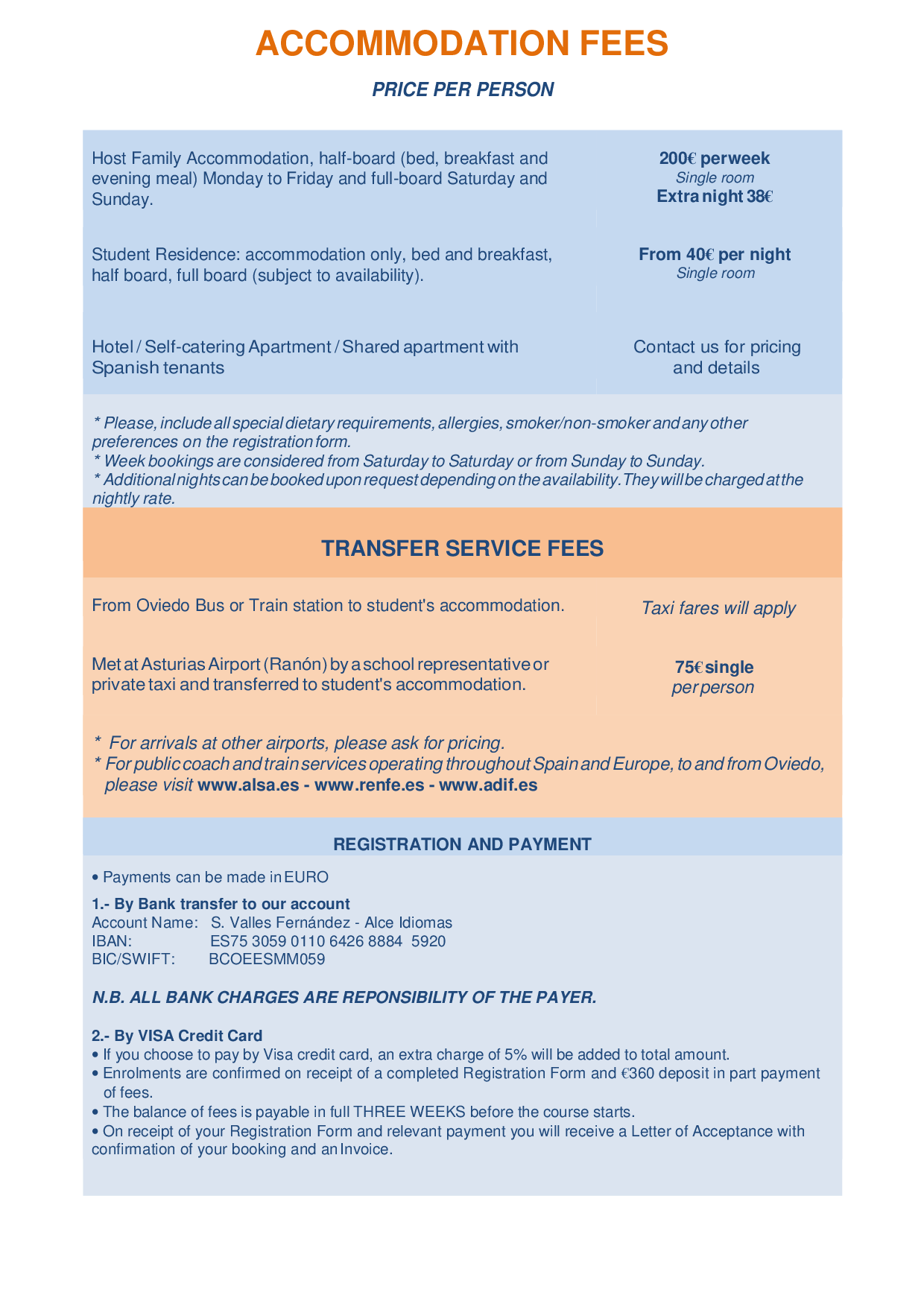 ACCOMMODATION FEES 2021